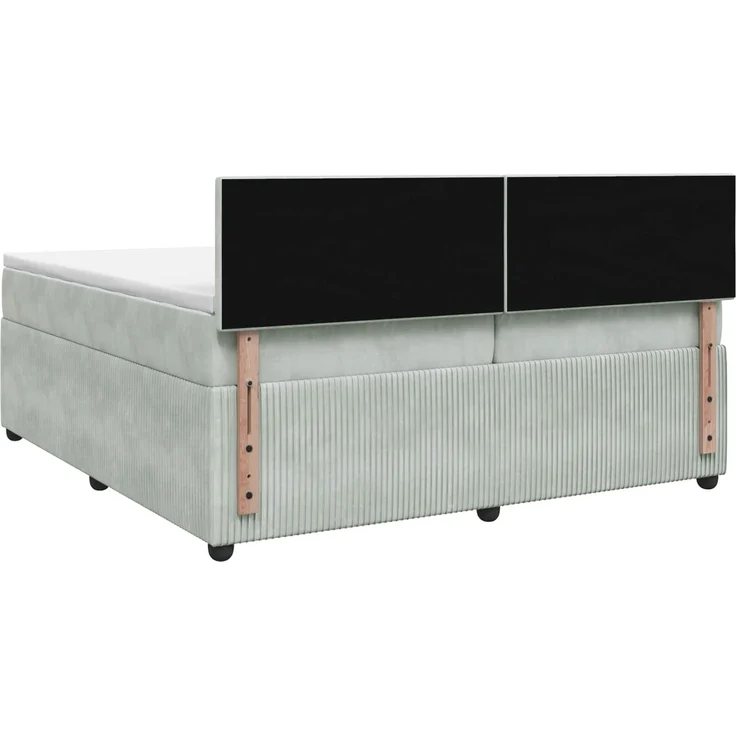 vidaXL Boxspringbett mit Matratze Hellgrau 200 x 200 cm Samt 3451739 – Bild 8
