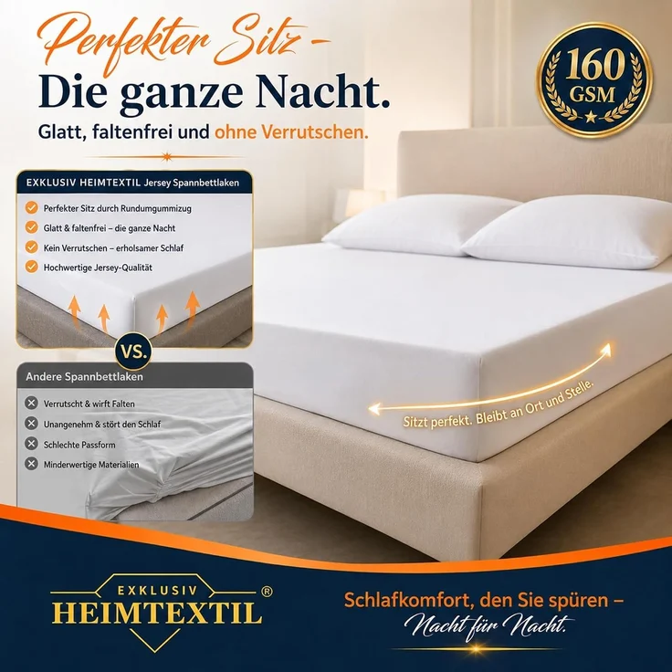 Jersey Spannbettlaken Deluxe 90 - 100 x 200 cm Weiß – Bild 3