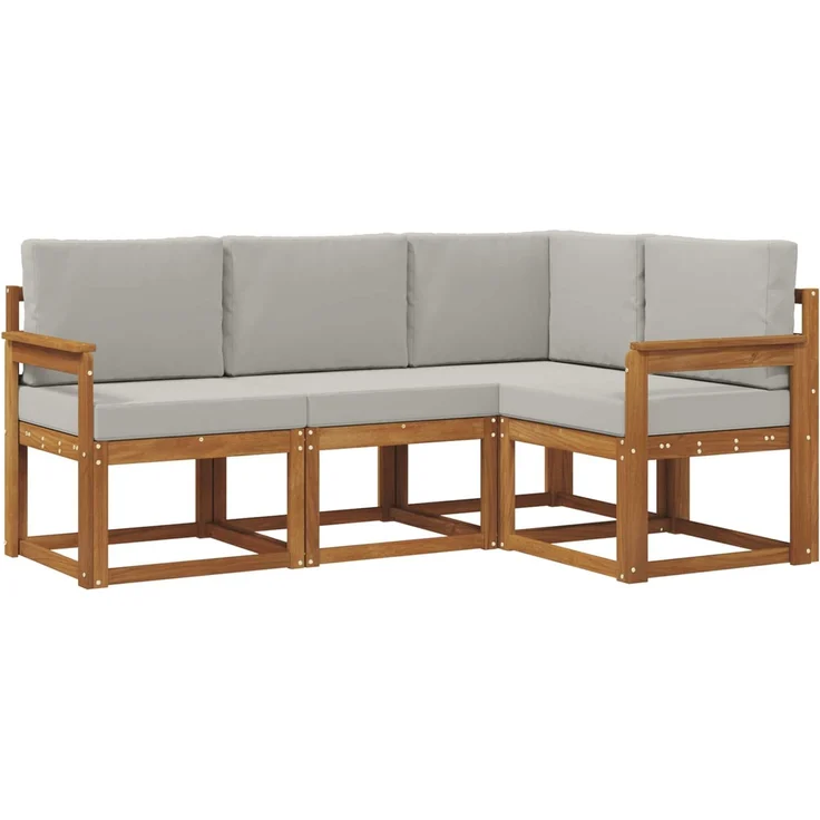 vidaXL Outdoor-Sofagarnitur 4 stk. 4-Sitzer Natur und Hellgrau 3366314 – Bild 2