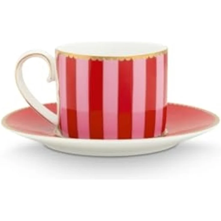 PiP Studio Espressotasse Love Birds Stripes Espressotasse m.U. rot/pink 125ml, Porcelain, Espresso Cup & Saucer Love Birds Stripes Red-Pink 125ml – Bild 2