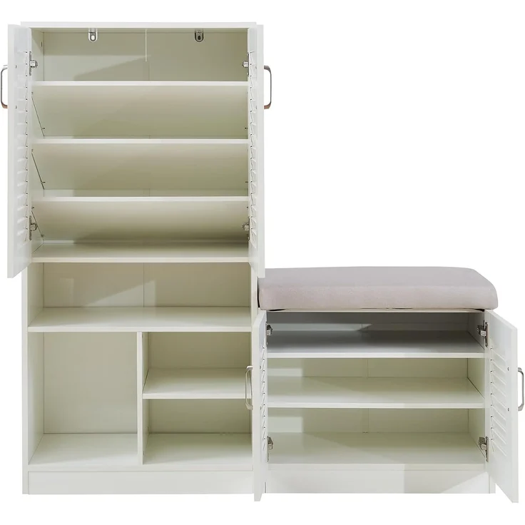 Schuhschrank Løten 120x37x120 cm Weiß [en. casa] – Bild 7