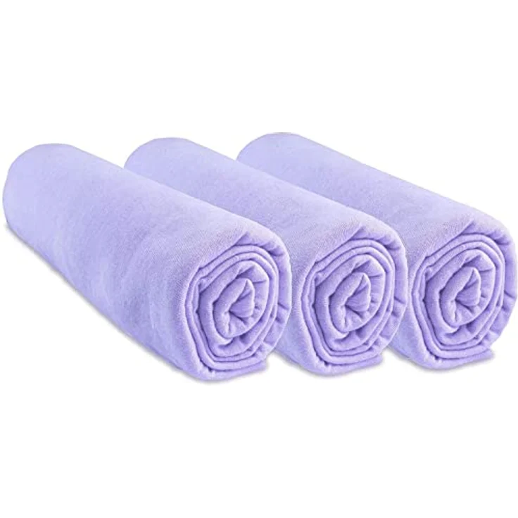 3 Spannbettlaken, 40x80 cm, ausziehbar, für 40x90 cm, Babytragetasche, 40x80 cm, 100 % Baumwolle, violett, atmungsaktiv, gesunder Schlaf, Marke Easy Dort – Bild 2