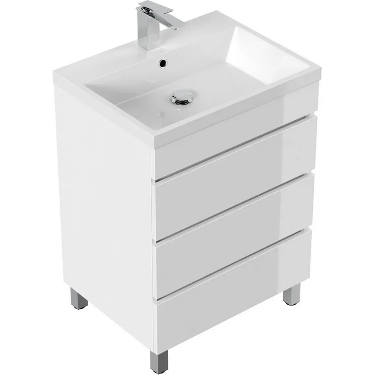 Posseik Badmöbel-Set Stand-Badmöbel Waschplatz "Fellini 70" weiß Hochglanz