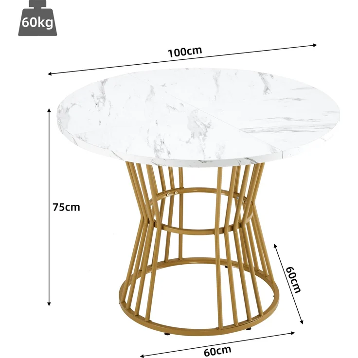 Esszimmer-Set 5-teilig Runder Tisch 100cm & 4 Grau Samtstühle Metallbeine moderner Küchentisch – Bild 5