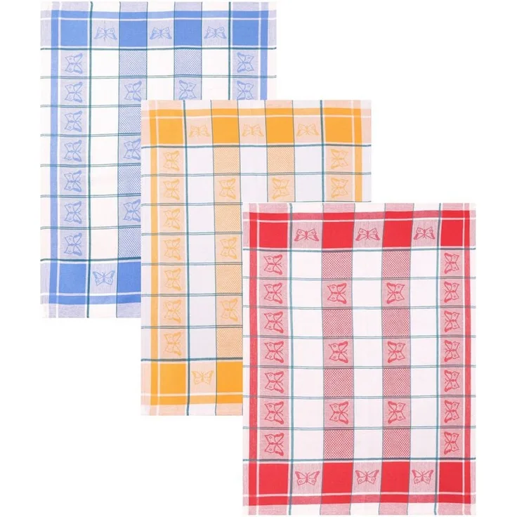 Betz Geschirrtuch 3 Stück Geschirrtücher Halbleinen Schmetterling 50x70 cm, (Set, 3-tlg, 3 x Geschirrtücher), Halbleinen Jacquard