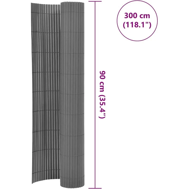 vidaXL Gartenzaun Doppelseitig PVC 90 x 300 cm Grau 43626 – Bild 6