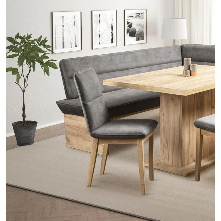 Home affaire Esszimmerstuhl Beluna Polsterstuhl Esszimmer Bestseller (Set, 2 St), Gestell und Beine aus massiver Eiche modernes Landhaus – Bild 2