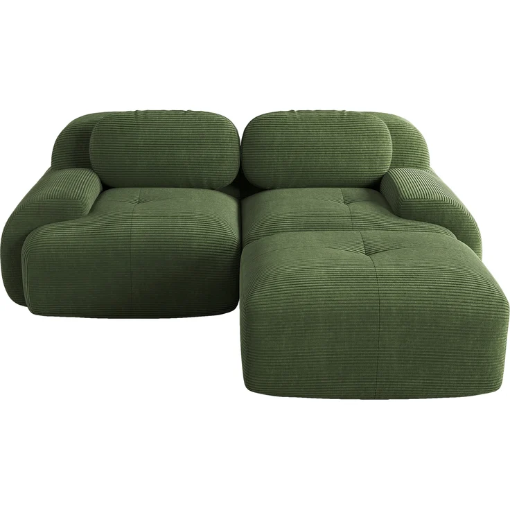 Ecksofa aus weichem Cordstoff,modular kombinierbar mit gebogenen Armlehnen ohne Montage hochelastische Schaumstoffpolsterung für Wohnzimmer Ruhezonen und Schlafzimmer,Cordstoff,Green, – Bild 3