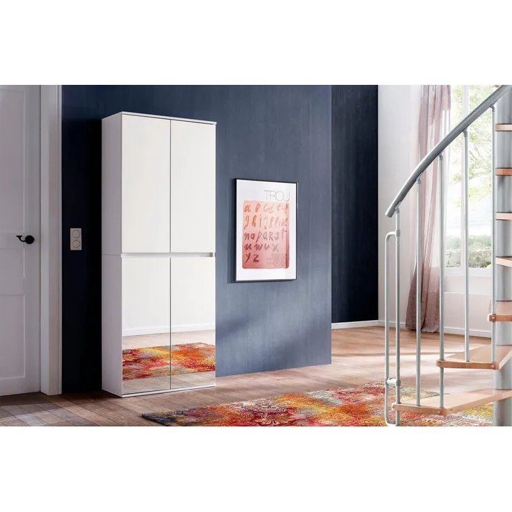 INOSIGN Garderobenschrank Malcesine mit Spiegelfront, 1 Kleiderstange und 7 Böden, Breite 74 cm