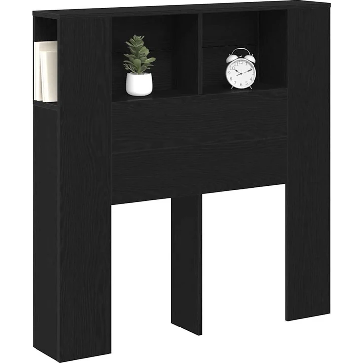 vidaXL Kopfteil Schrank Schwarz Eichen-Optik Holzwerkstoff 102,5 x 120 x 18,5 cm – Bild 3