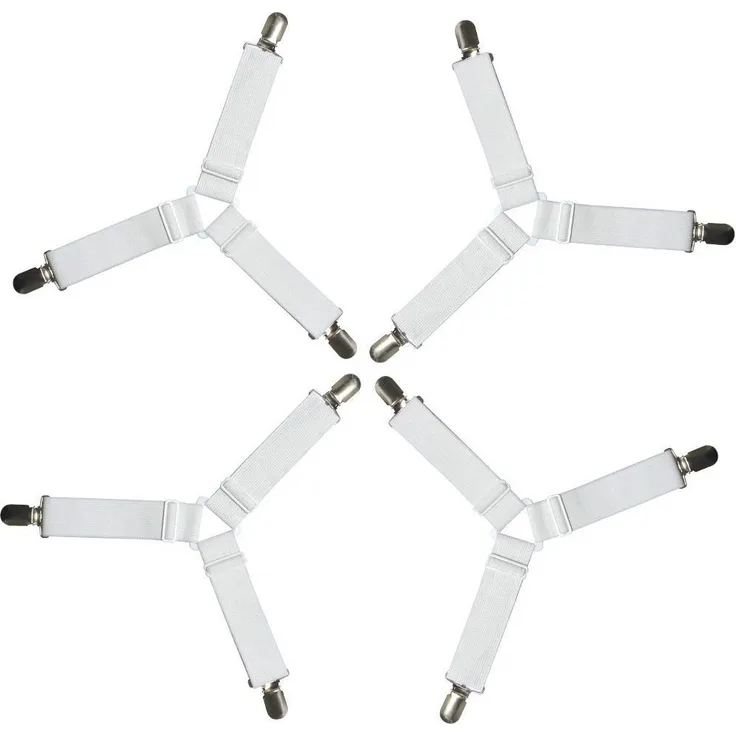 BAYLI Spannbettlaken Verstellbare Bettlakenspanner [4er Set], Betttuchspanner mit Metallcl