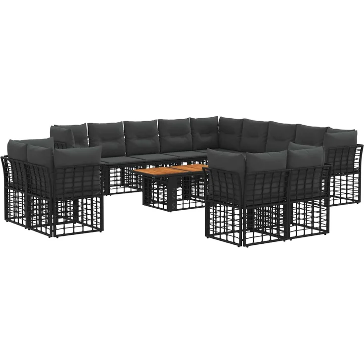 vidaXL Gartensofa-set 14 stk. Schwarz und Dunkelgrau 100 x 55 x 73 cm 3437933 – Bild 2