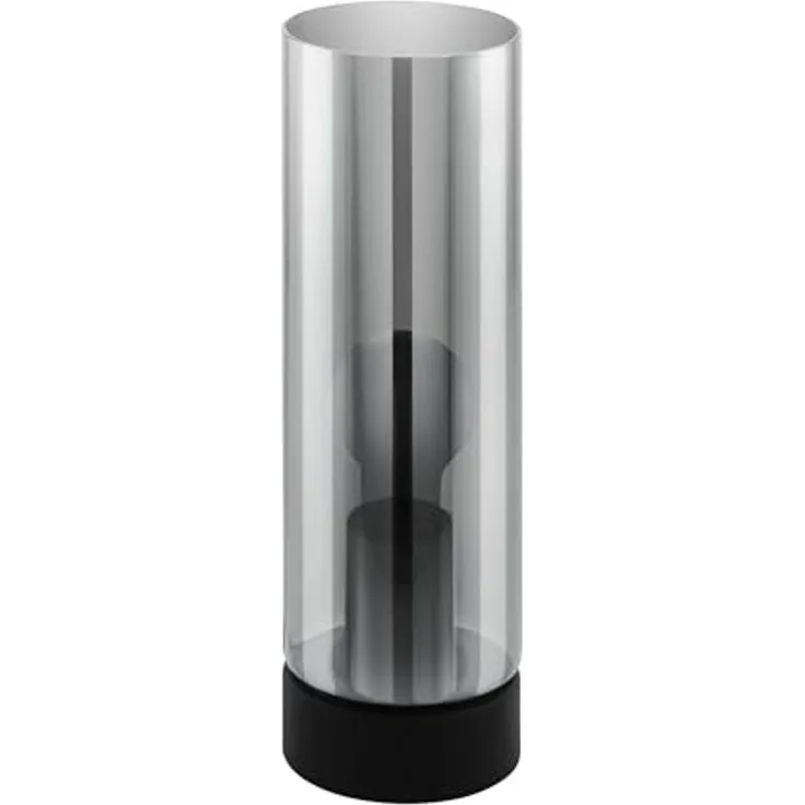 Eglo 98887 Tischleuchte Damasco 1 Stahl schwarz, Glas bedampft schwarz-transparent E27 1X60W H:31cm Ø10cm mit Kabelschalter