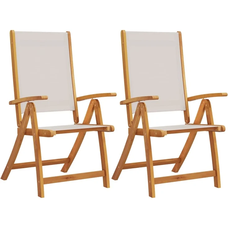 vidaXL Gartenstühle 2 Stk. Klappbar Massivholz Akazie und Textilene 4008421 – Bild 1