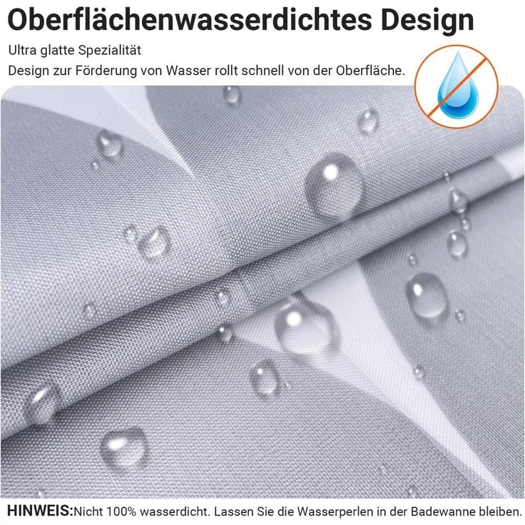 Duschvorhang Water Droplets Antischimmel Textil 100x200cm 1er Pack – Bild 2