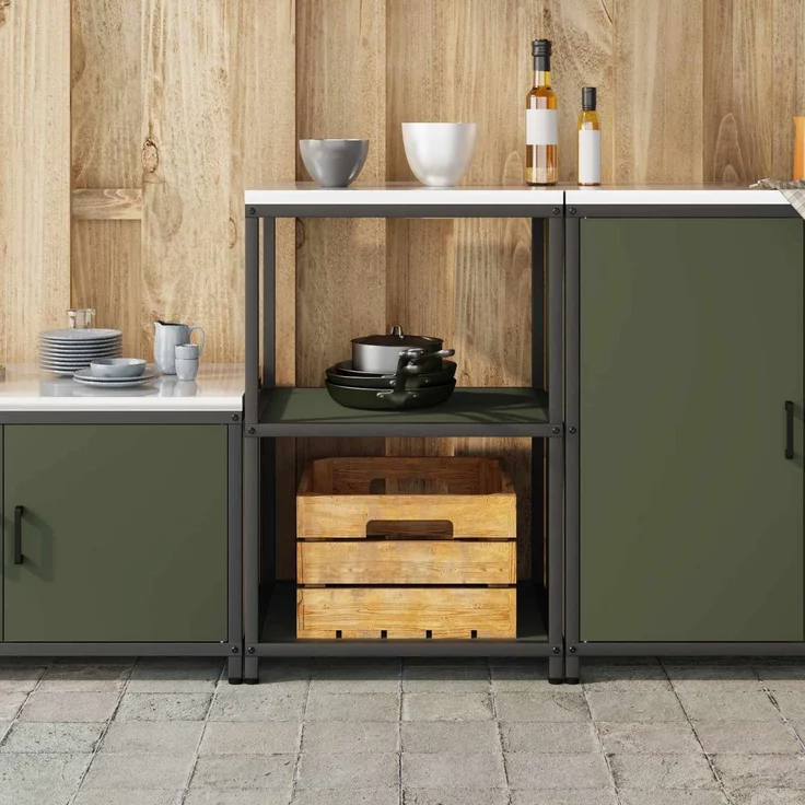 vidaXL Küchenregal HATTEM Olivgrün 60 x 50 x 92 cm Stahl 874964 – Bild 4