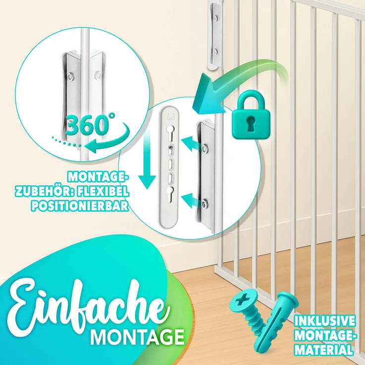 KIDUKU Kaminschutzgitter 180 cm Grau Baby Absperrgitter Ofenschutzgitter Laufstall Türschutzgitter – Bild 4