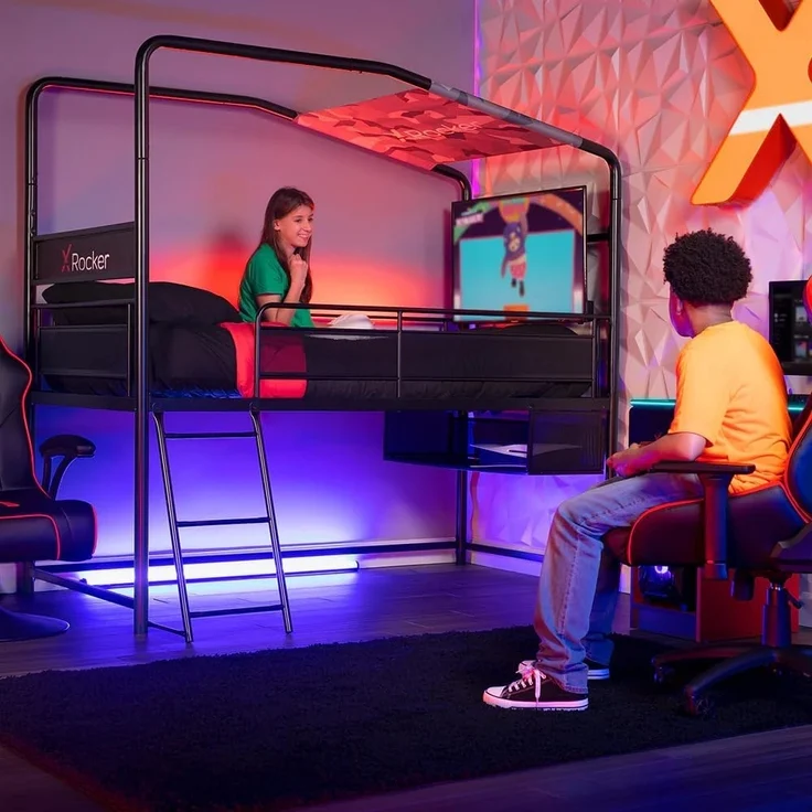 X Rocker Midsleeper Contra Gaming-Bett mit TV-Halterung für Kinder & Jugendliche - schwarz – Bild 2