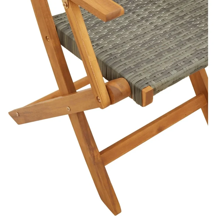vidaXL Gartenstühle 8 Stk. Klappbar Grau Poly Rattan & Massivholz 3214561 – Bild 7
