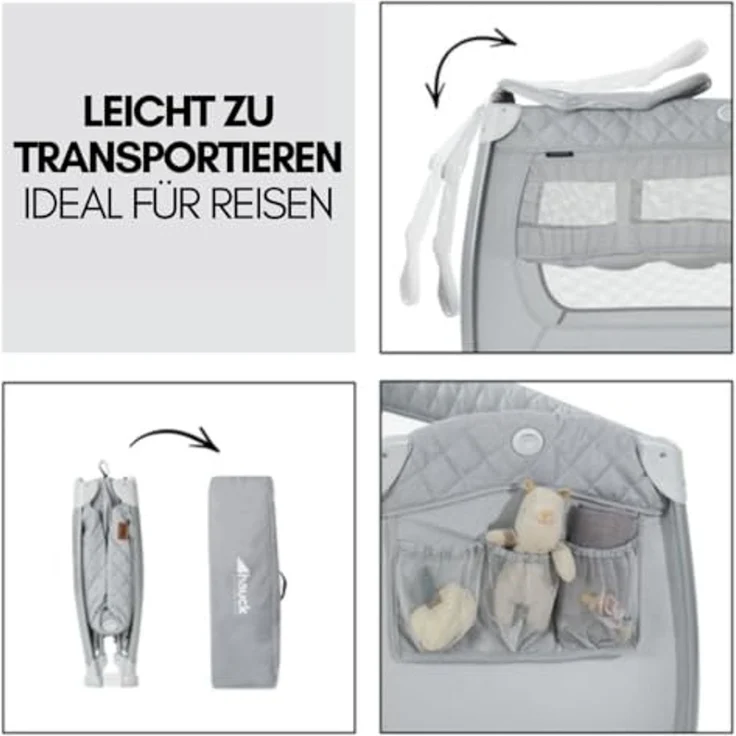 Hauck Select Premium Reisebett mit Aufsatz Play N Relax Center Quilted Grey – Bild 6