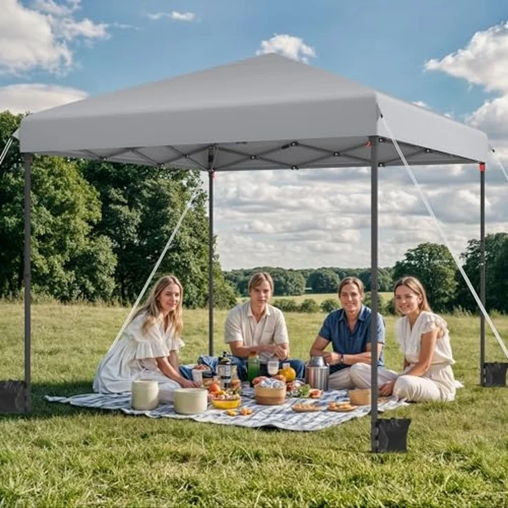 YITAHOME 3X3 wasserdichte Pavillon Faltpavillon mit Seitenteilen, Faltbarer Pop up Pavillon Outdoor Gartenpavillon Höhenverstellbar Alle Jahreszeiten Anti-UV Für Party Camping Märkte Festival, Grau – Bild 4
