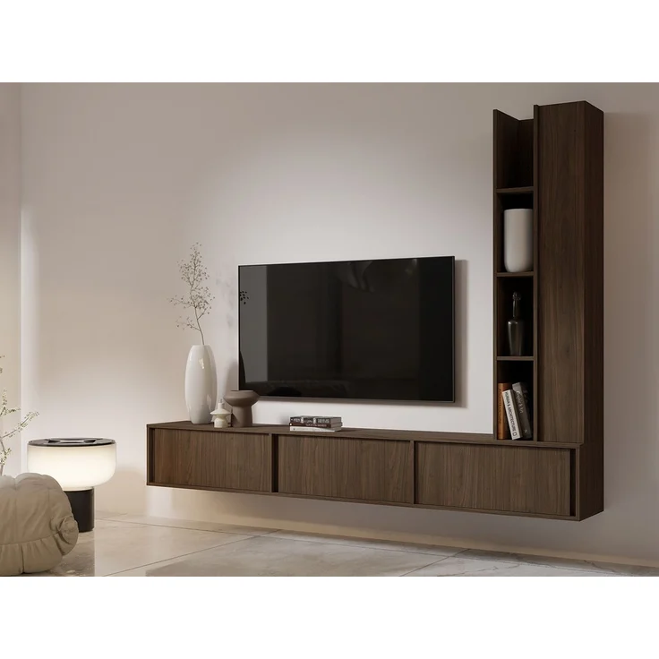 Beautysofa Wohnwand VERO 2-teilig Wohnzimmer-Set mit TV-Lowboard und Hochschrank, (TV-Lowboard 230 cm hängend oder stehend, im Japandi-Stil), grifflos, TV-Schrank, Medienmöbel – Bild 2