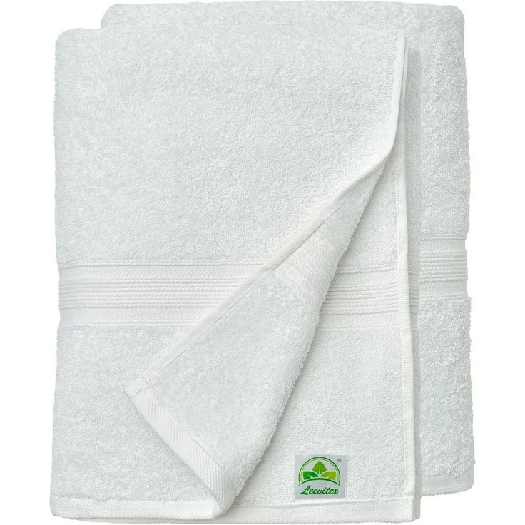 leevitex® Duschtuch 2er Set Duschtuch Frottier XL, 70 x 140 cm, saugfähig und fusselfrei, gestreifte Bordüre – Bild 5