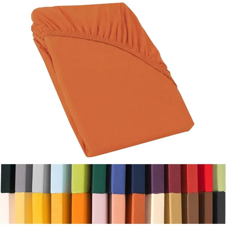 CelinaTex Relax Boxspringbett Wasserbett Spannbettlaken 180x200-200x220 cm terrakotta Jersey Mako Baumwolle 160g/qm Laken