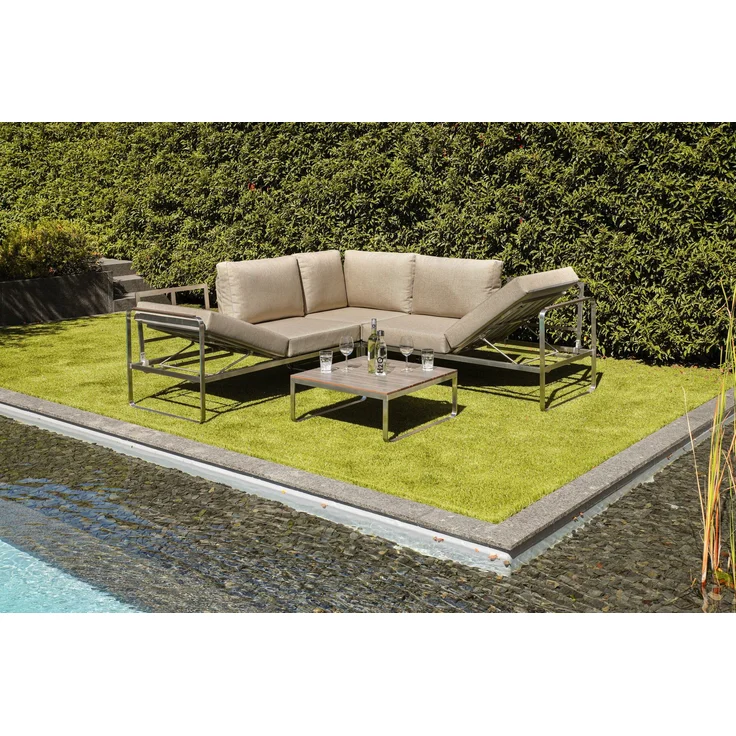 greemotion 'Sydney' Lounge-Set, 4-teilig, Edelstahl-Ecksofa-Set mit Tisch und Polstern – Bild 4