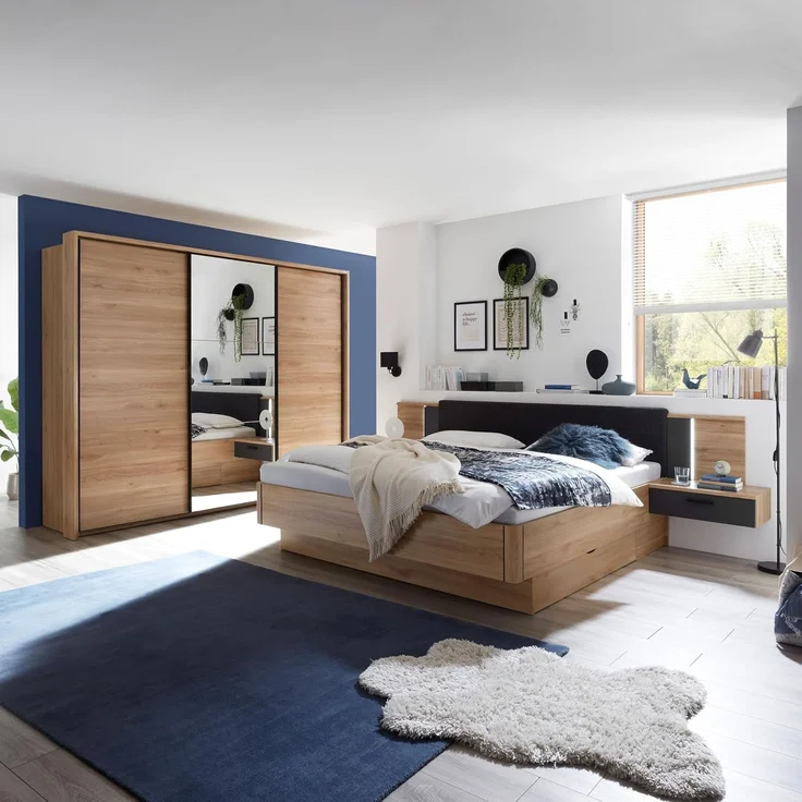 Stella Trading 2X Bettkästen passend zum Bett ASCHAU - ideal für zusätzlichen Stauraum - Bettschubkästen in Mauvella Eiche Optik, Graphit - 184 x 25 x 181 cm (B/H/T) – Bild 5