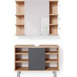Badmöbel-Set Fynn Goldkraft Eiche 2 Teile, Unterschrank 80 cm Vicco