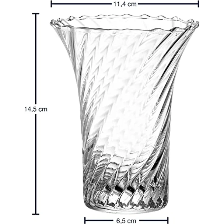 LEONARDO HOME Ravenna Blumenvase aus 3D veredeltem Glas, handgefertigte, geschwungene Tischvase, klassisches Design, transparent, Höhe: 14,5 cm, Unikat – Bild 3
