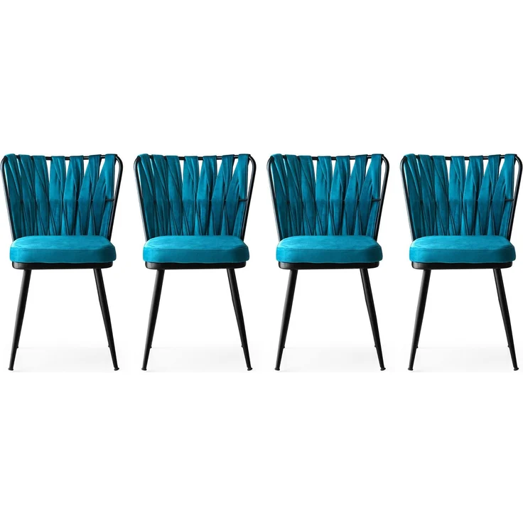 Skye Decor 'Kuşaklı - 228 V4' Stuhlset (4-teilig), Schwarz / Blau, 43 x 82 x 43 cm – Bild 1