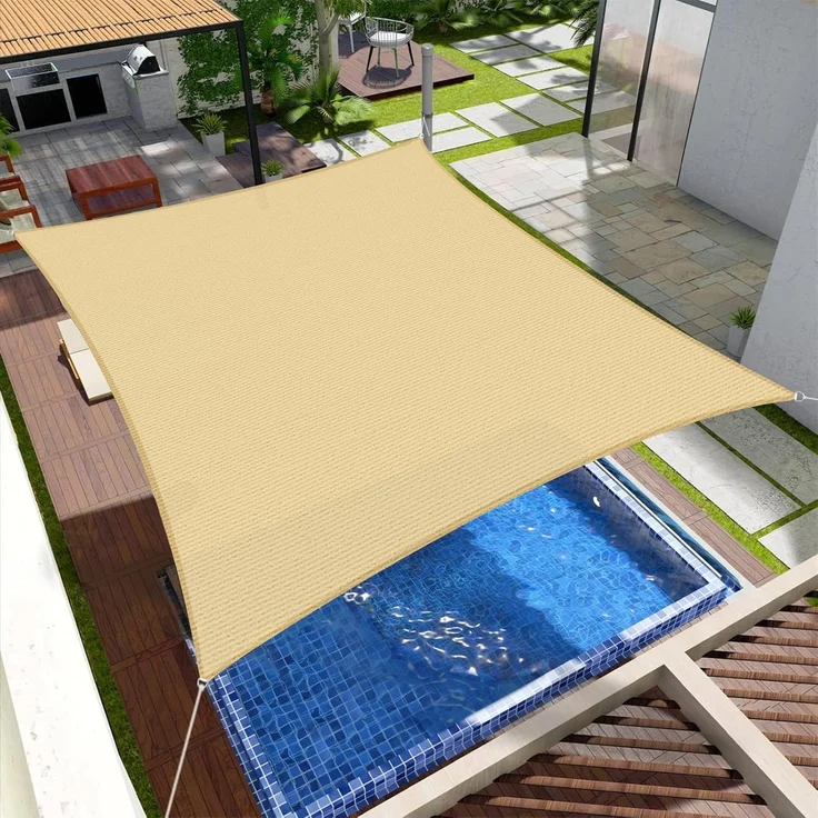 SUNNY GUARD Sonnensegel Rechteckig 3x3 m Sonnenschutz Atmungsaktiv HDPE UV Schutz für Balkon Terrasse Garten, Sand – Bild 1