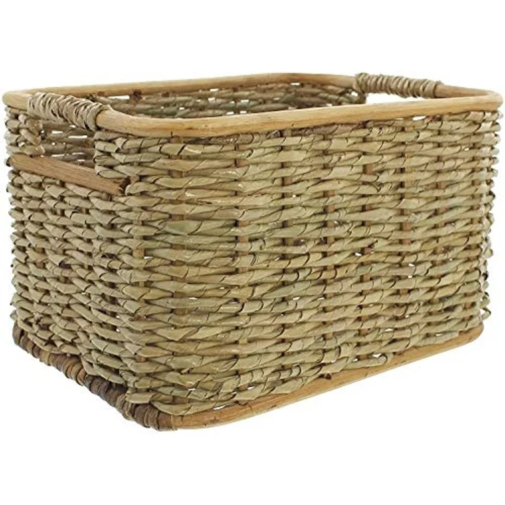 Dekoleidenschaft Aufbewahrungskorb aus Rattan und Schilfstroh in 3 Größen, Regalkorb, Wäschekorb, Korb (1 St), Regalkorb, Wäschekorb, Korb, Flechtkorb, Schrankkorb, Dekokorb, Kiste – Bild 2