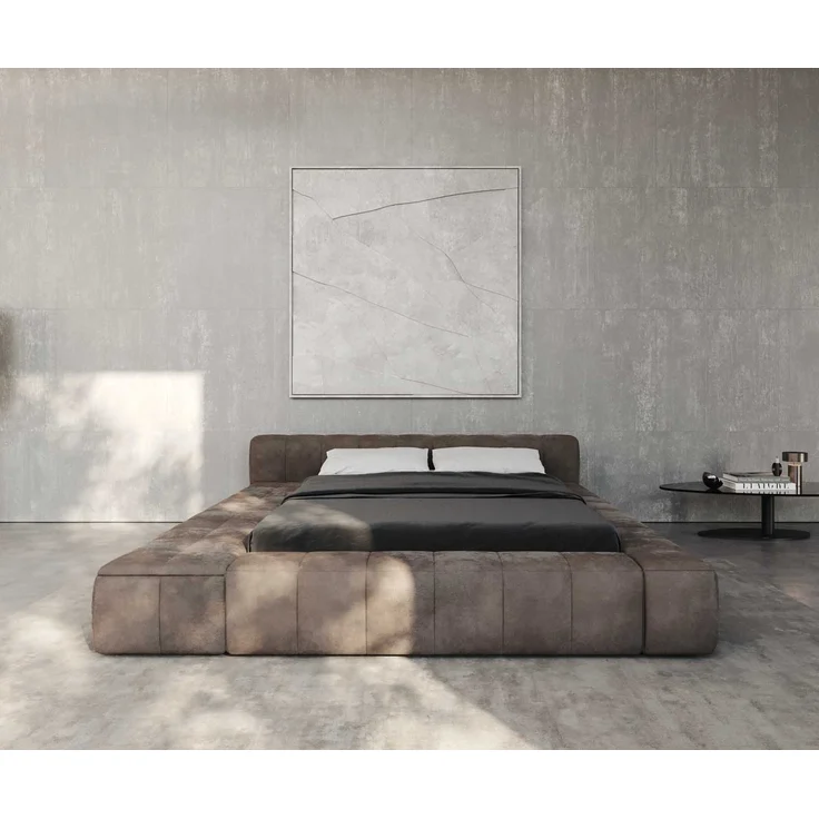 Polsterbettgestell Espazio 140x200 cm Mikrofaser Taupe Vintage mit Stauraum – Bild 4