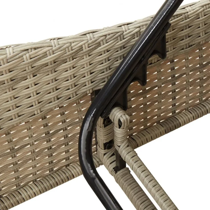 vidaXL Sonnenliege mit Auflage Hellgrau 60x205x73 cm Poly Rattan 368283 – Bild 7