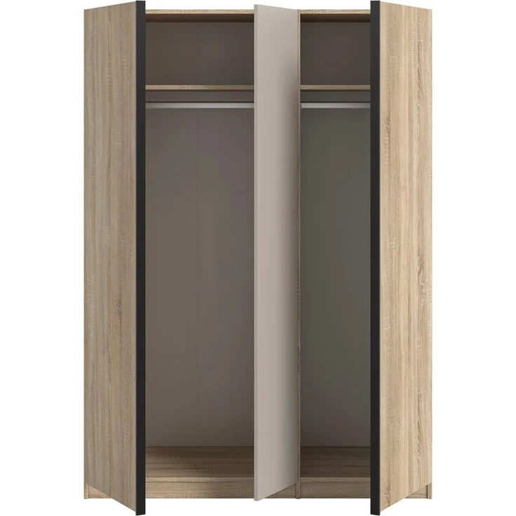 Home affaire Kleiderschrank BENDINGO, TOPSELLER!, Schlafzimmerschrank, Schrank, Garderobenschrank (OTTO BESTSELLER, Garderobe & Schlafzimmer) Breite 130cm, Eiche NB, 3-türig, 2 Kleiderstangen und 2 Ablageböden – Bild 3