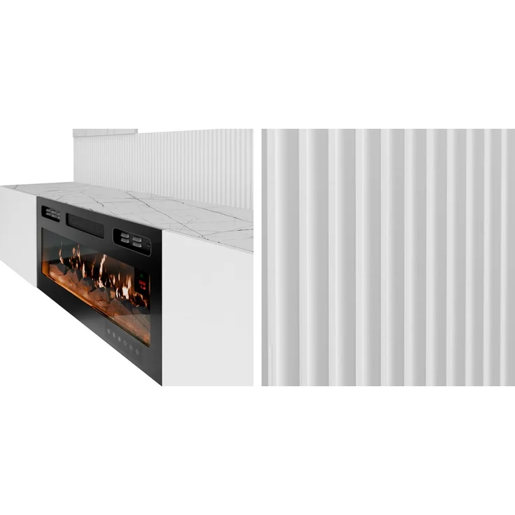 Wohnwand Deromi III mit Kamin (Farbe: Nuss Okapi + Travertin) – Bild 4