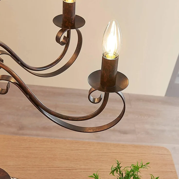Lucande Kronleuchter Caleb, Metall, Braun IP20, 8 x 40 W – Bild 7