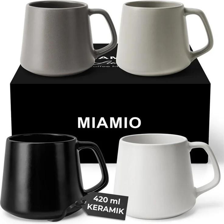 MiaMio Tasse Luxe Kaffeebecher 420 ml Classic Pastel, 4-tlg, Keramik – Bild 1