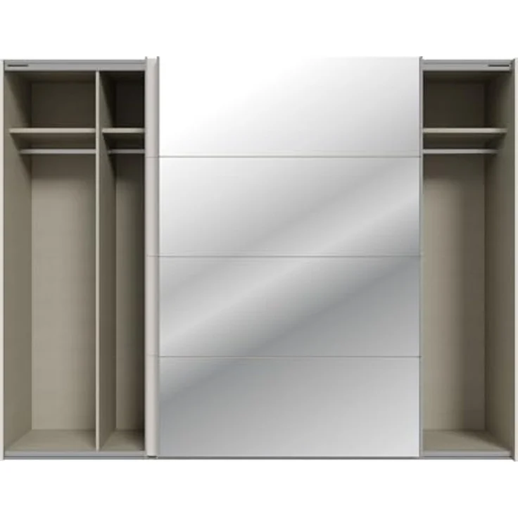 Forte SOPHISTISPACE Kleiderschrank 270, moderner Schwebetürenschrank, 2-türig, Einlegeböden, Kleiderstangen, Spiegel, Holzwerkstoff, Kaschmir|Beige, 269,8 cm breit x 210,5 cm hoch x 62,9 cm tief – Bild 5