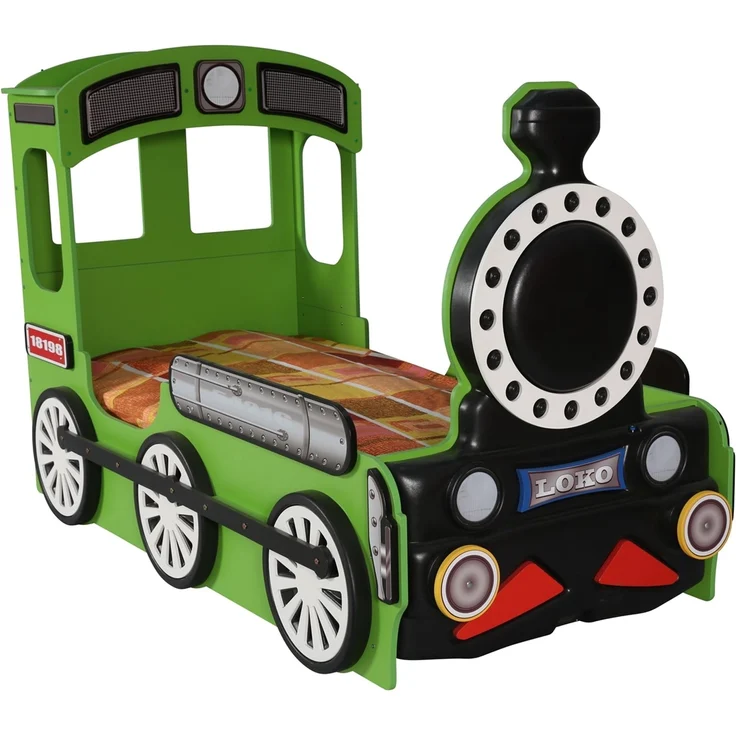 Lokomotive Kinderbett mit Matratze 90x190 Grün – Bild 4