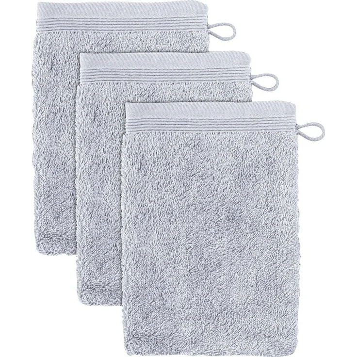 möve Superwuschel Waschhandschuh 15x20 cm aus 100% Baumwolle, silver 3er Set – Bild 1