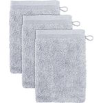 möve Superwuschel Waschhandschuh 15x20 cm aus 100% Baumwolle, silver 3er Set
