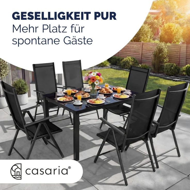 CASARIA® Aluminium Gartenstuhl Bern Klappbar Anthrazit 6er Set – Bild 8