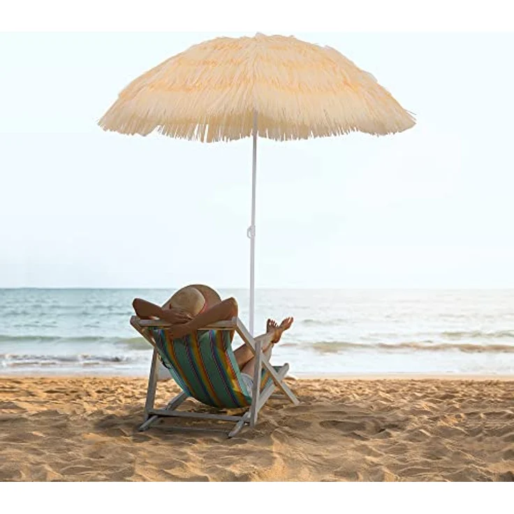 Outsunny Hawaiischirm, Beige, Höhenverstellbar und neigbar, 160x160 cm, Metallgestell, wasserabweisend – Bild 2