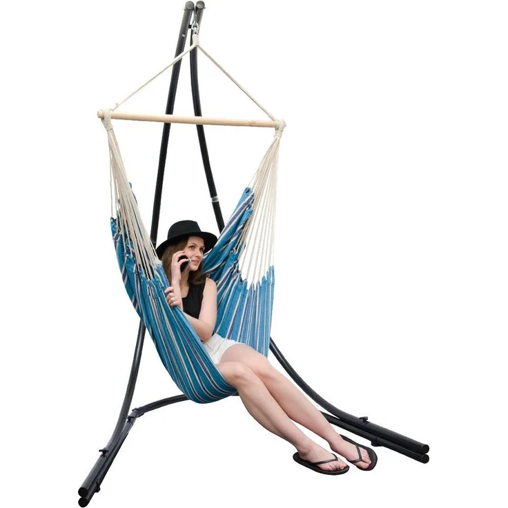 XXL Hängesessel Relaxsessel 185x130cm bis 150kg mit blauen Streifen – Bild 5
