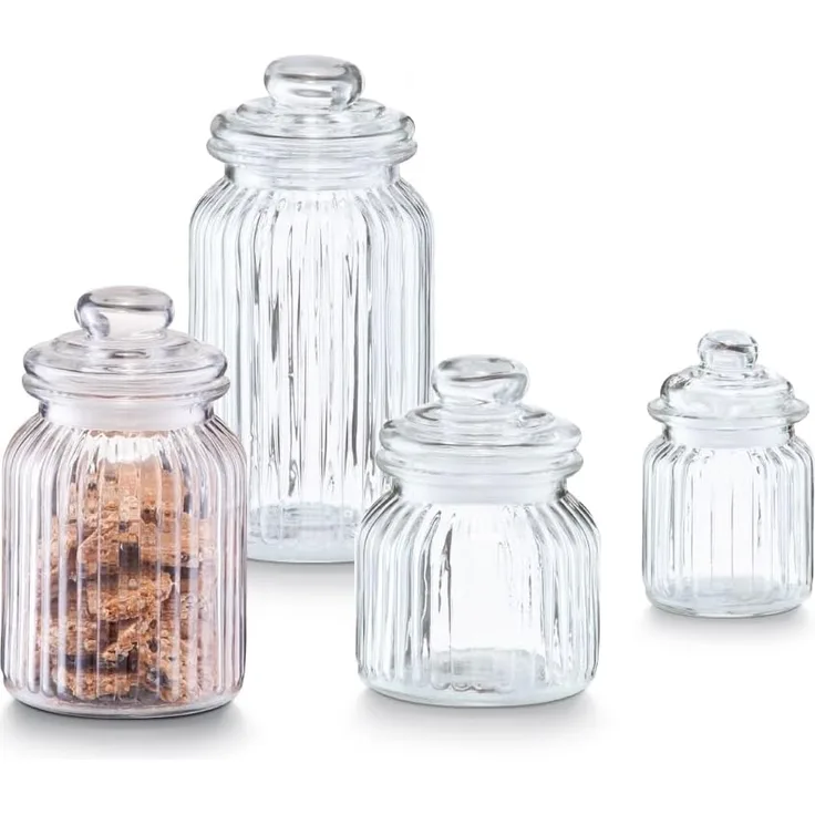 Zeller Present Vorratsglas Nostalgie, Glas, (4-tlg), nostalgisches Design