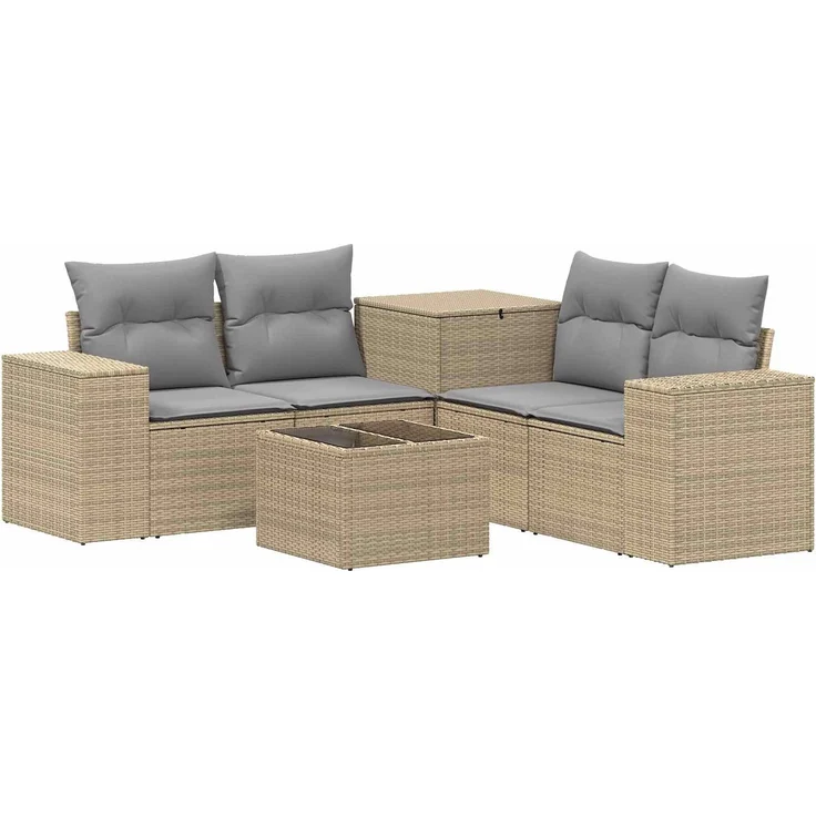 vidaXL Sofa Set 6 stk. Beige und Hellgrau 55 x 55 x 37 cm 3447575 – Bild 2